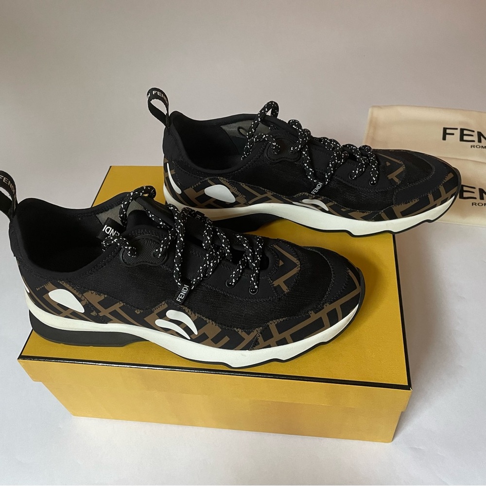 Fendi Freedom Logo FF Zuca Low Top Mesh Sneakers 39